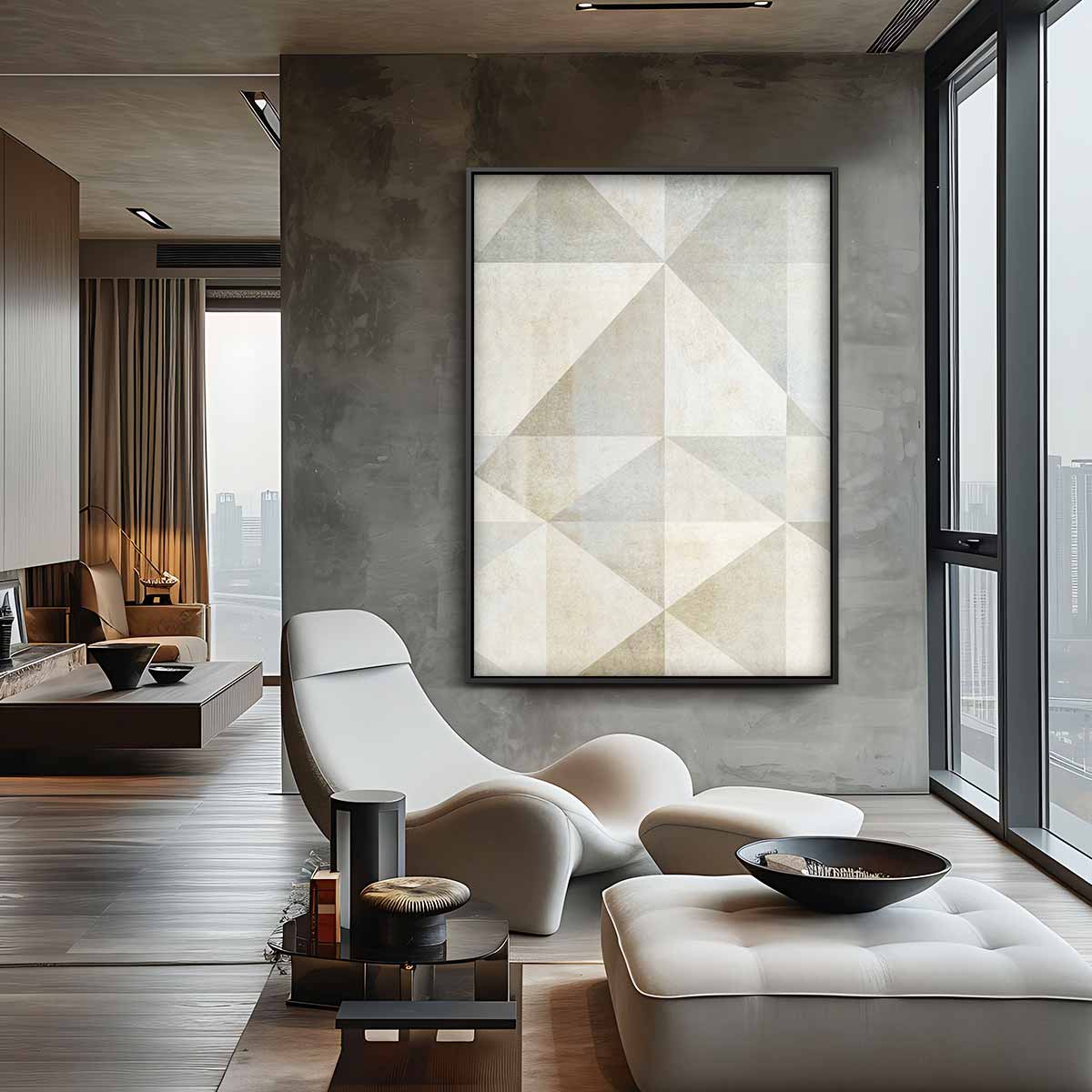 Geometrisch Rustiek Canvas – dibond wanddecoratie in staand formaat