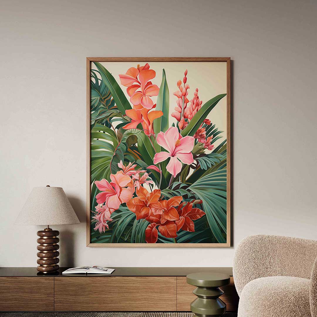 Bloemen en bladeren – tropische jungle poster in staand formaat
