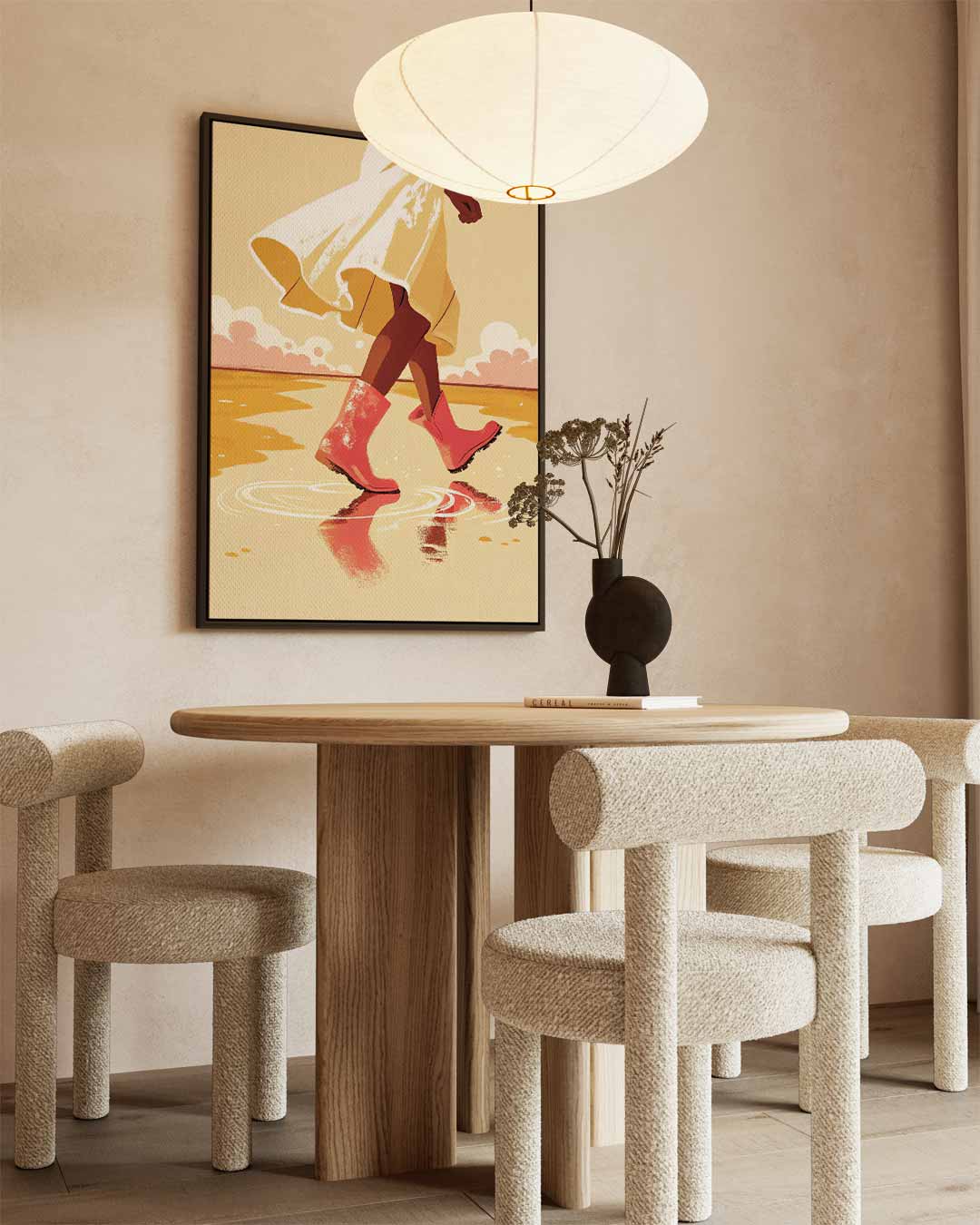 Wandeling in de Regen – staand kunstwerk voor modern interieur