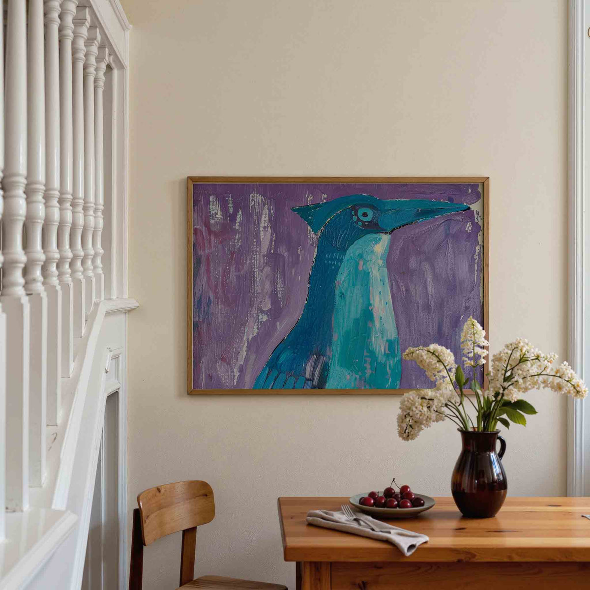 Blauwe vogel – dieren poster in liggend formaat