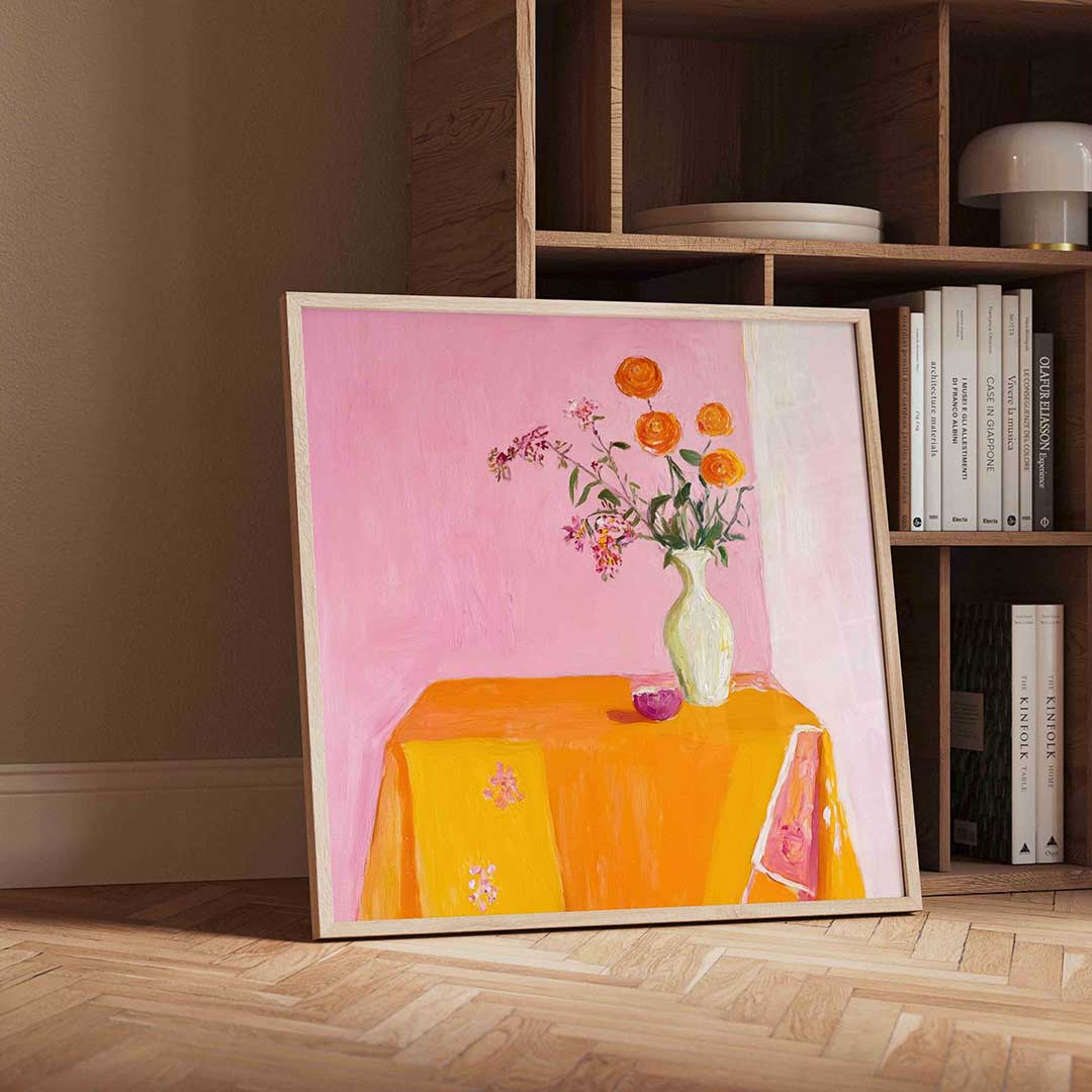 Bloemen in vaas – vierkante moderne wanddecoratie van WallArtistic