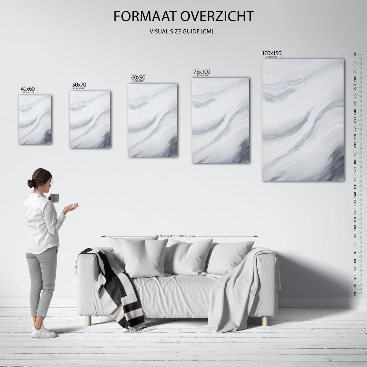 Golvende lijnen – staand wanddecoratie kunstwerk