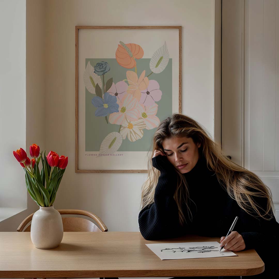 Bloemenpracht – staande muurposter met tekst en typografie
