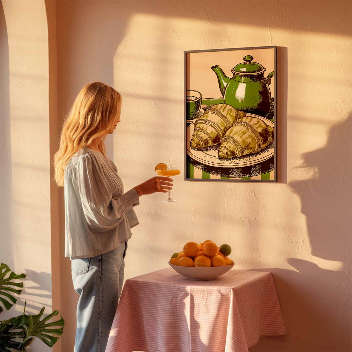Franse Ontbijt Charme – keuken poster als sfeervolle staande wanddecoratie