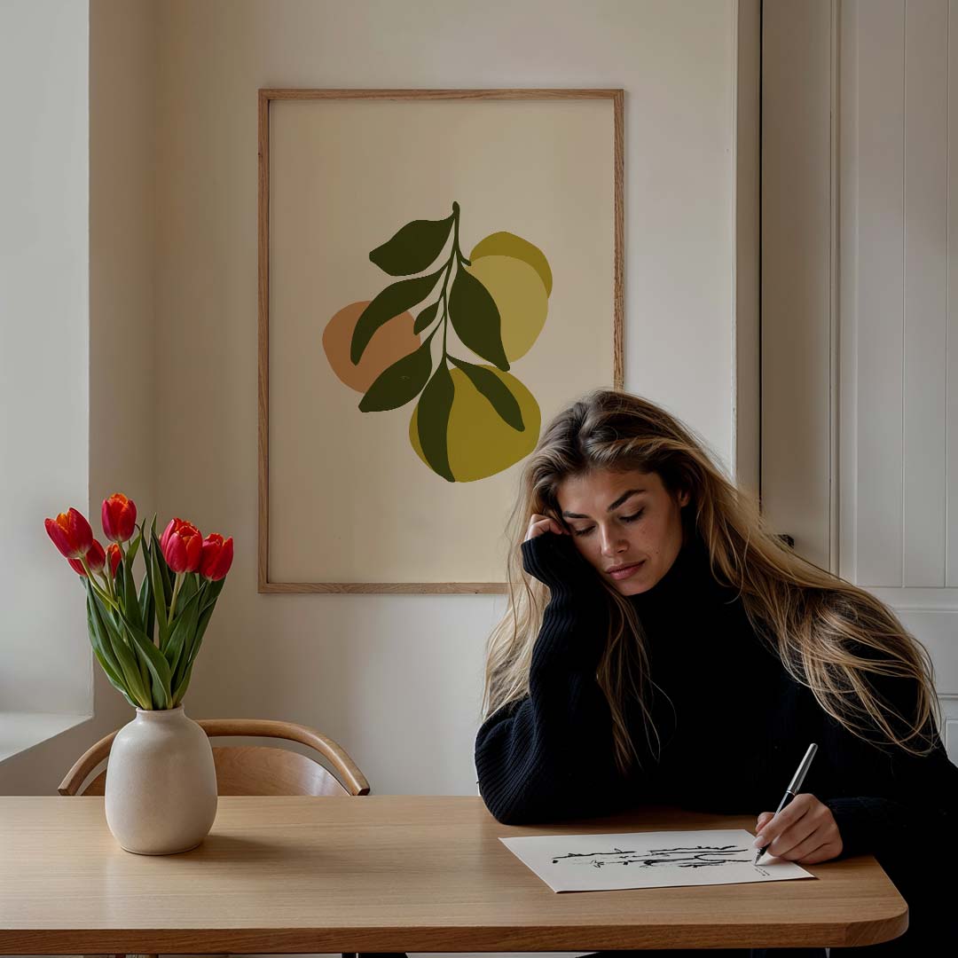 Citrus Kunstposter – bloemen poster in staand formaat