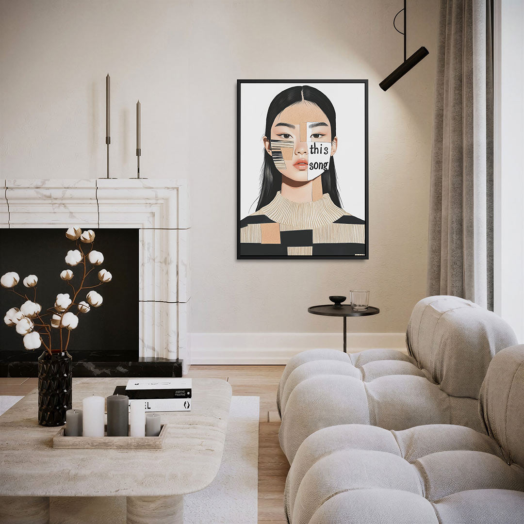 Geometrisch portret – staand wanddecoratie kunstwerk