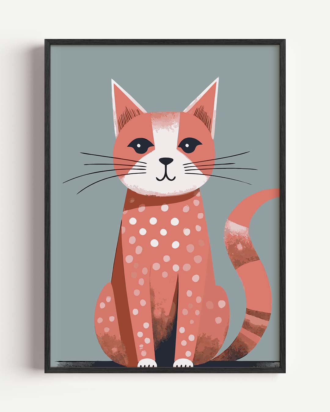 Stijlvolle Kattenposter met Polkadots – dieren portret poster als wanddecoratie