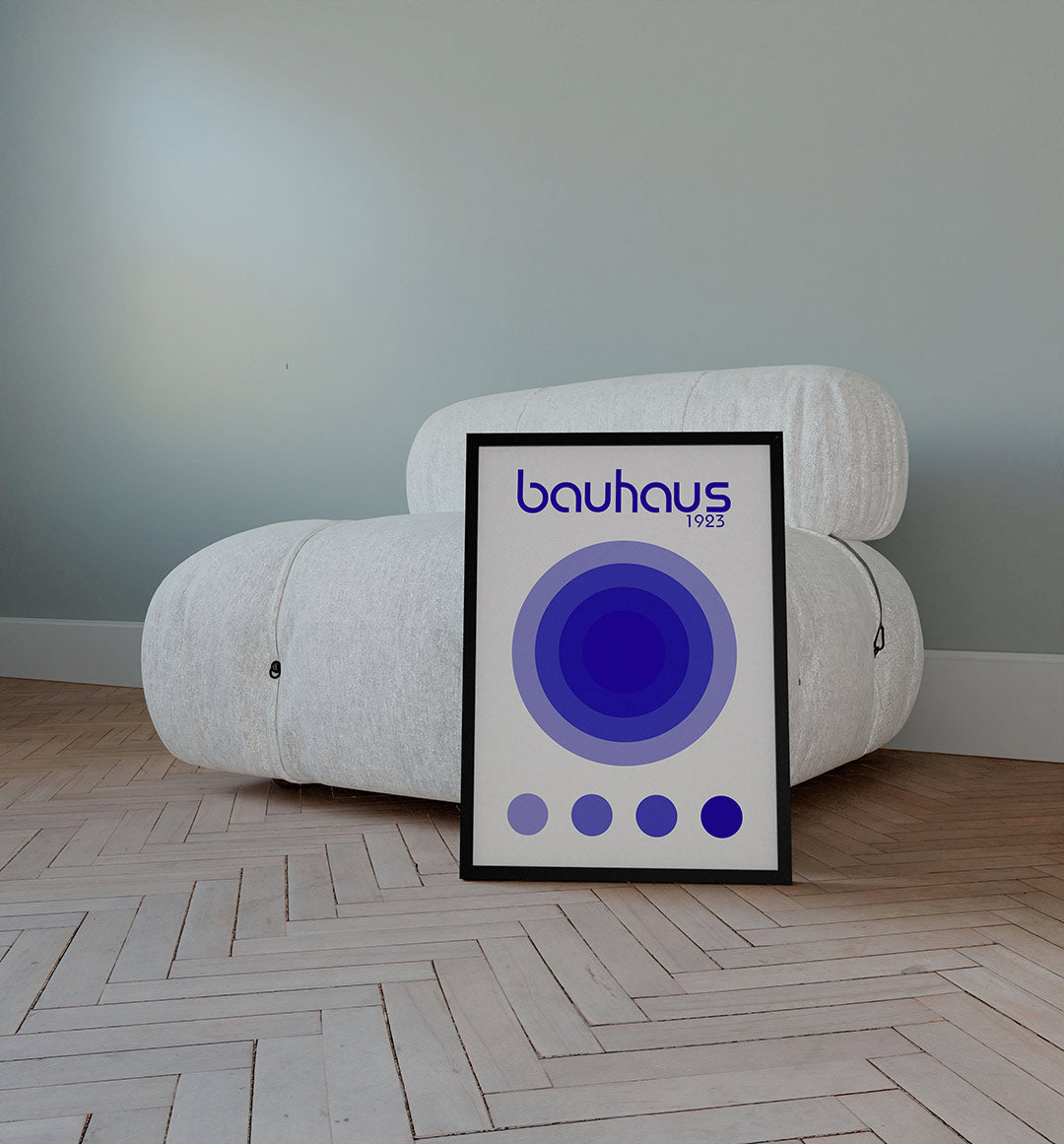 Cirkelvormen en lijnen – staande Bauhaus poster voor aan de muur