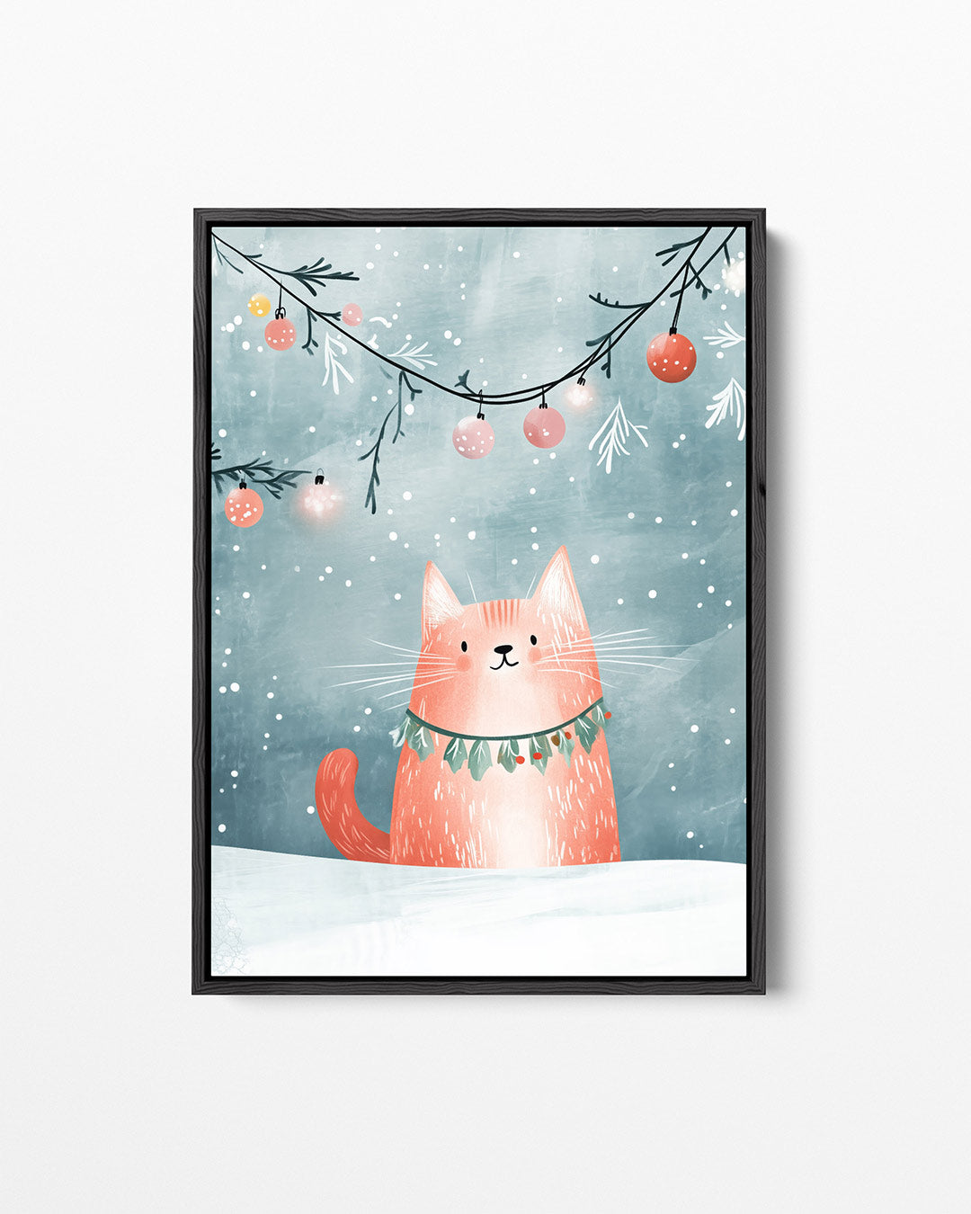 Speelse winterkat – staand wanddecoratie kunstwerk