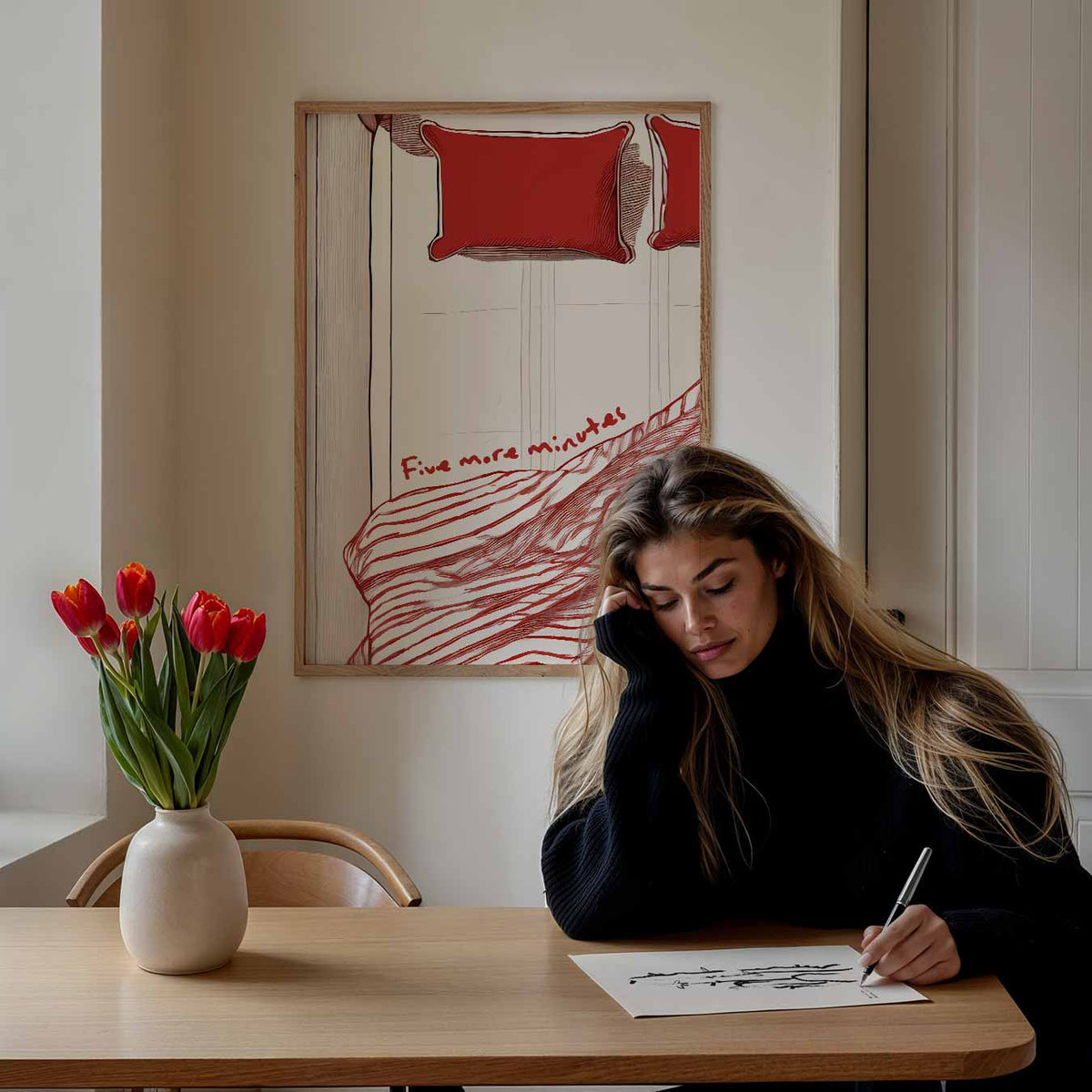 Slaapkamer Inspiratie – staande muurposter met zomerse uitstraling