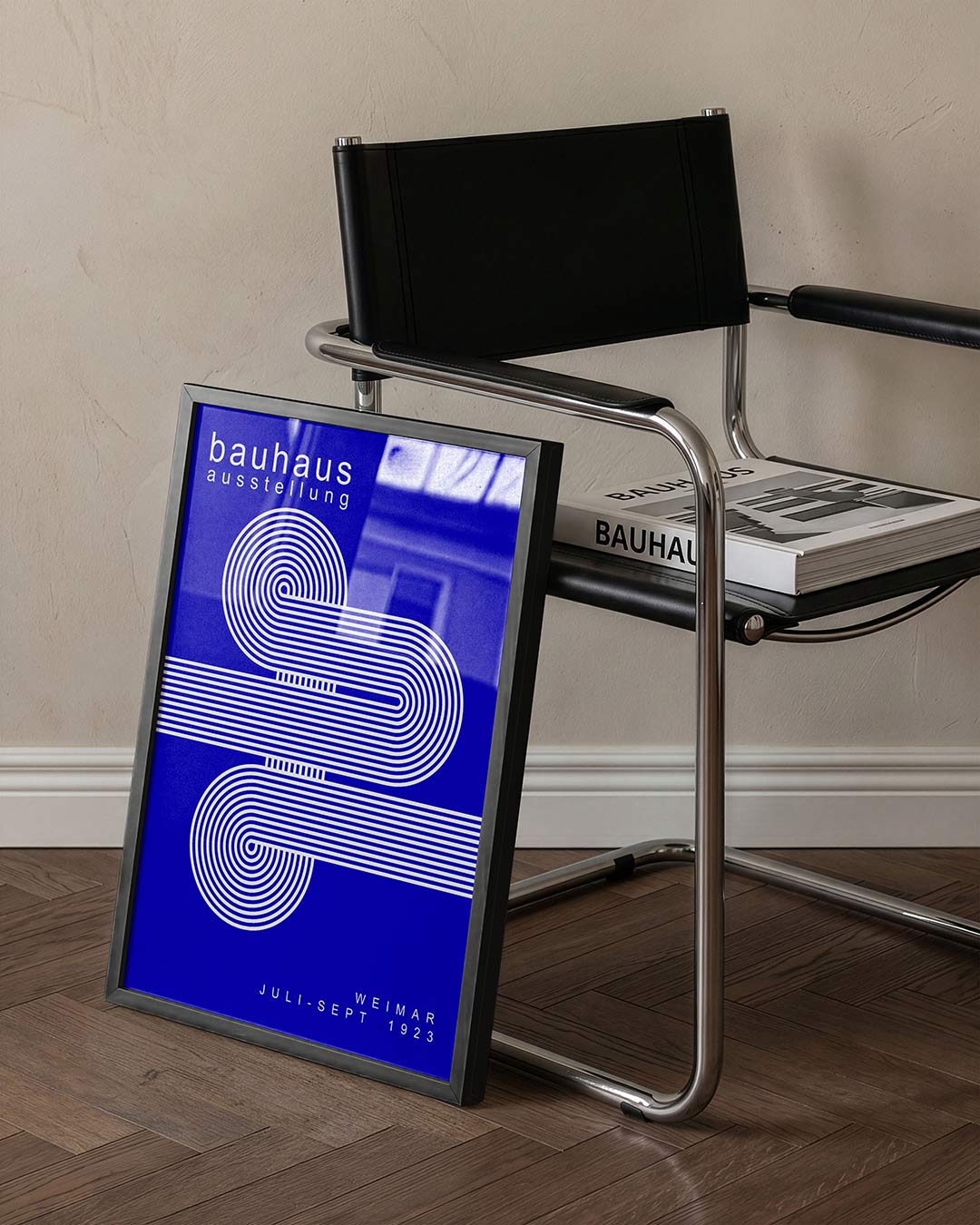 Lijnenspel en kleur – staande Bauhaus poster voor aan de muur