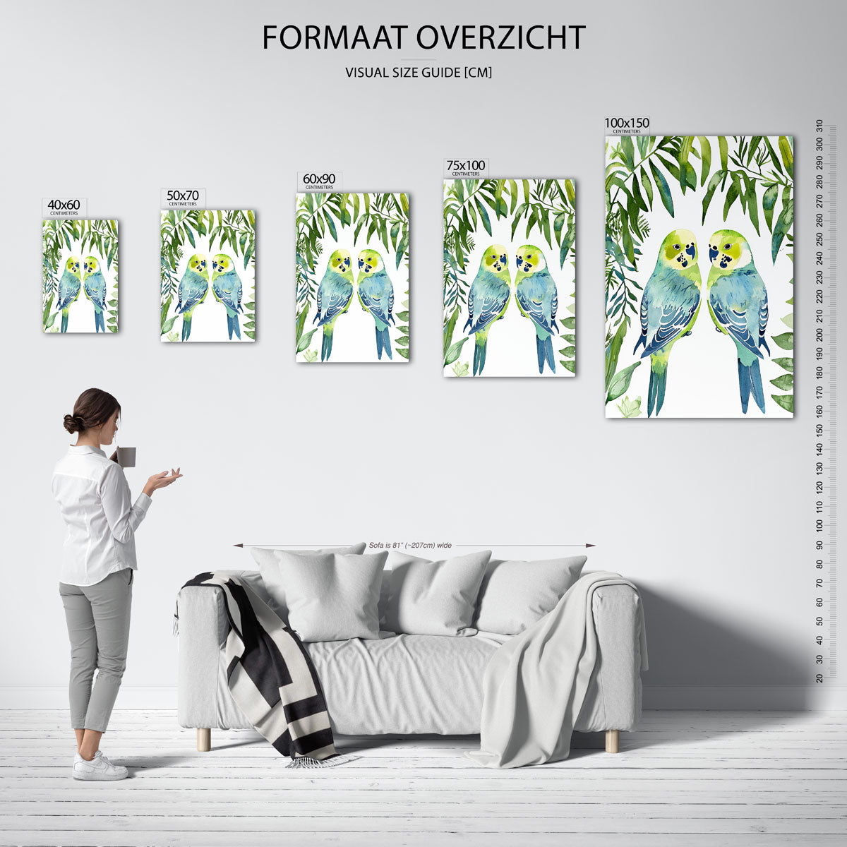 Tropische vogels – staand wanddecoratie kunstwerk