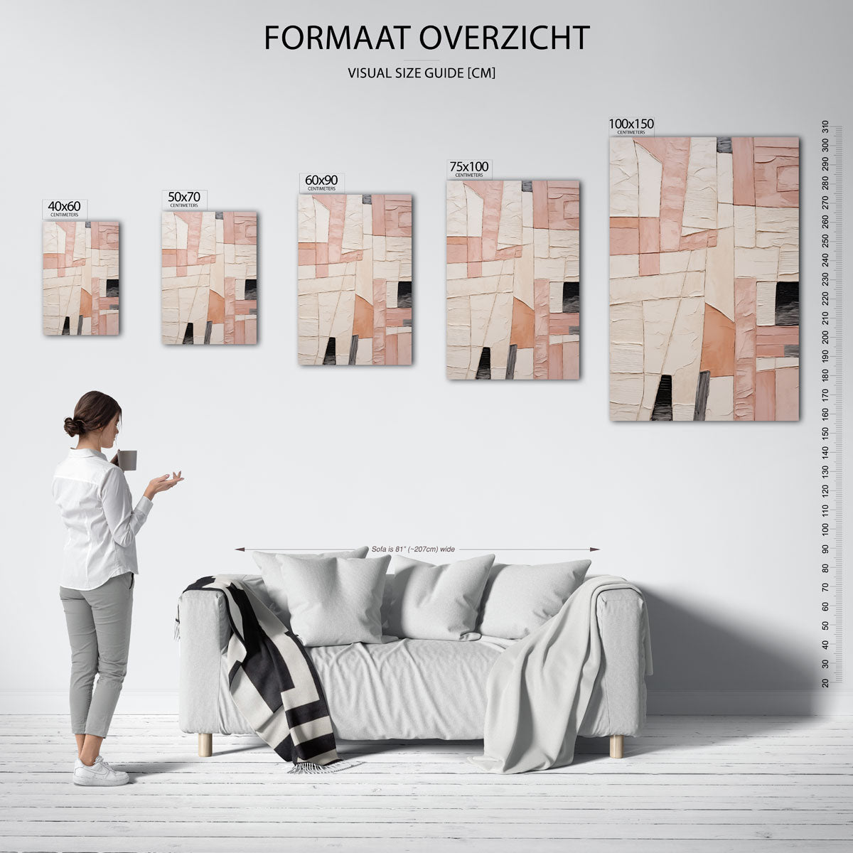 Geometrische vormen compositie – staand wanddecoratie kunstwerk