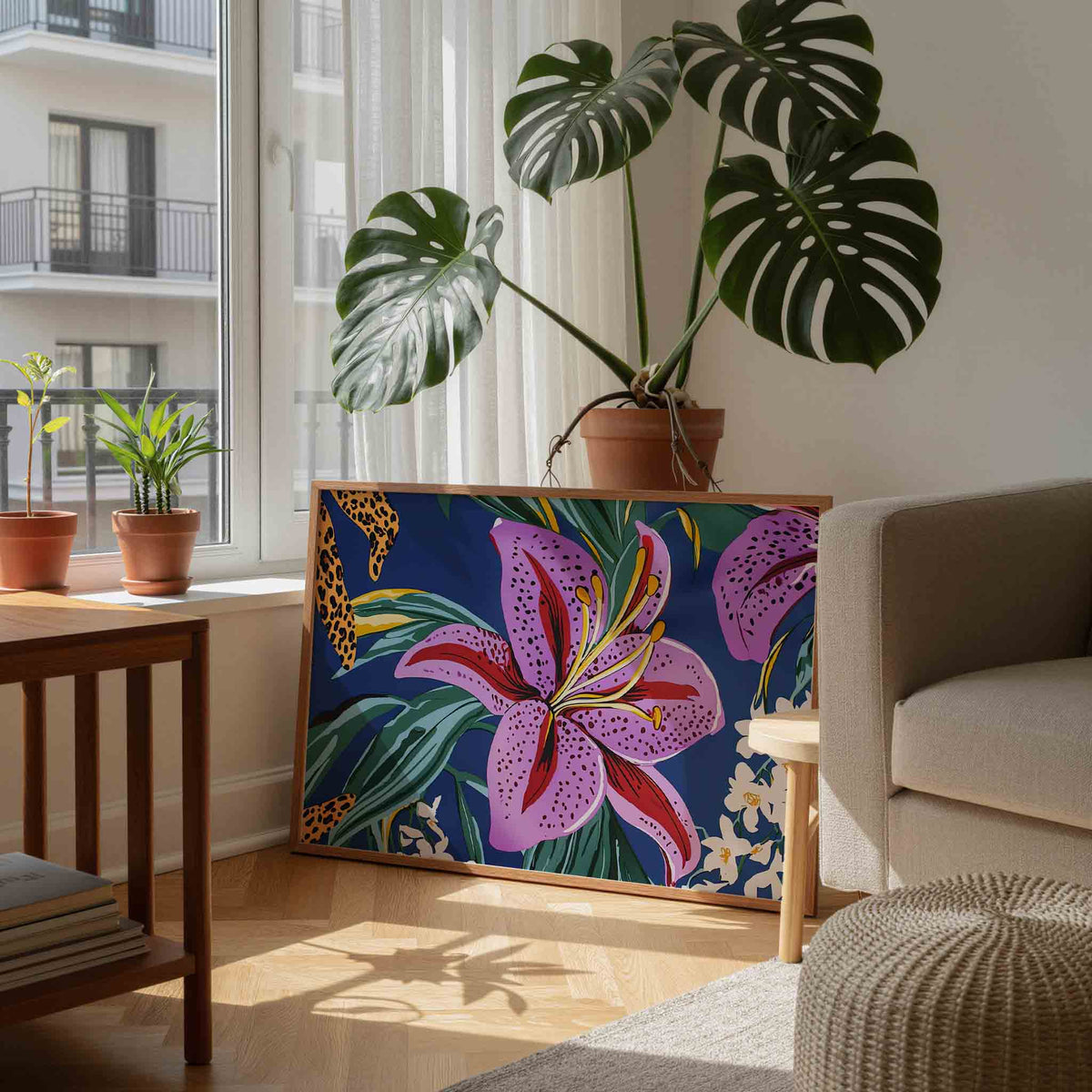 Bloemen en bladeren – tropische wandkunst als landscape poster
