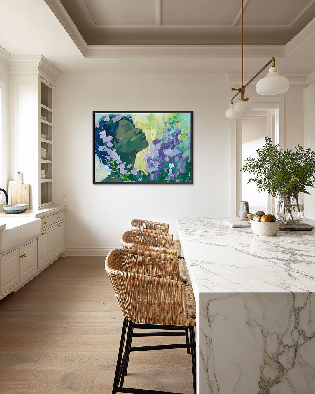Dromerige bloemen – liggende wanddecoratie