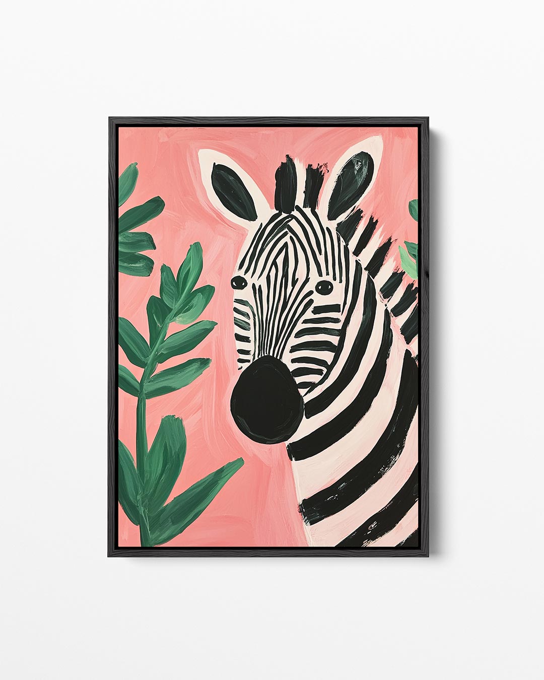 Zebra en bladeren – staand wanddecoratie kunstwerk