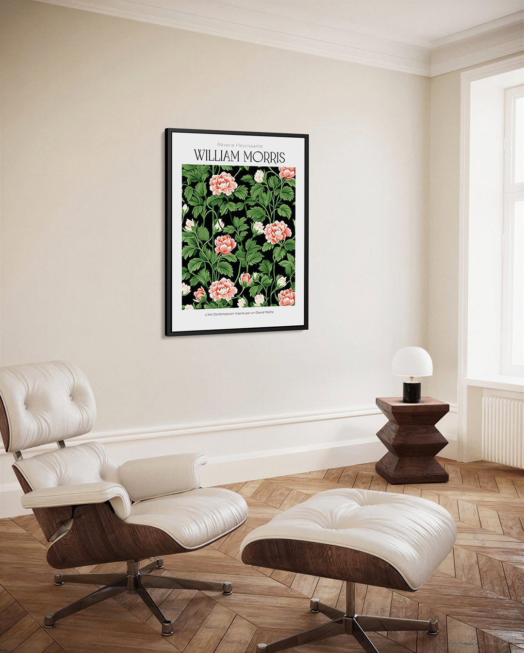 Bloemenpatroon met bladeren – decoratief kunstwerk voor aan de muur