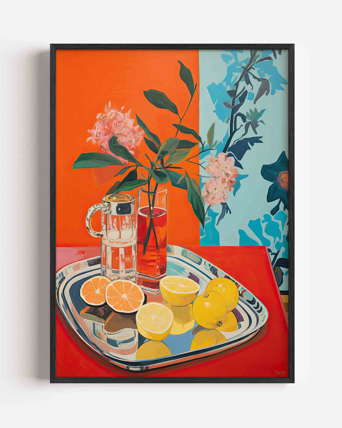 Citrus en bloemen – kleurrijke illustratie portret poster als wanddecoratie