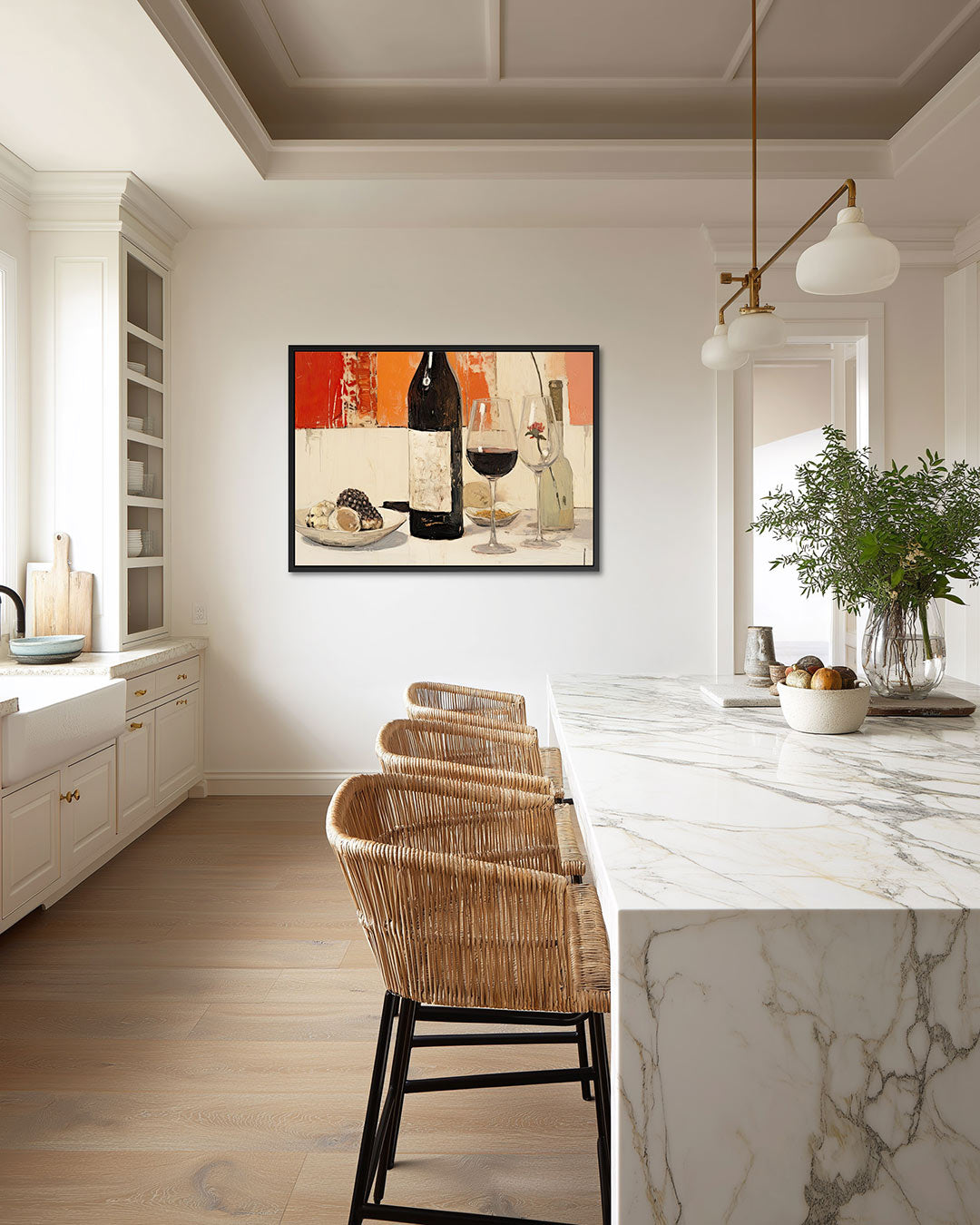 Wijn en stilleven – liggende wanddecoratie