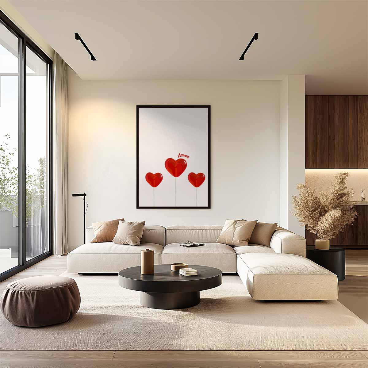 Hartvormige Lollys met Amor Touch – canvas wanddecoratie in portret formaat