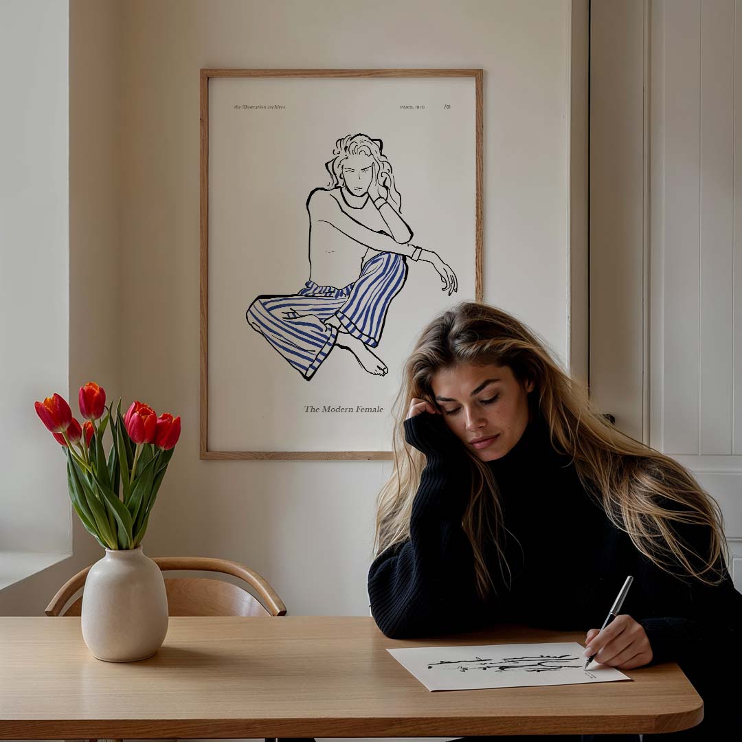 Moderne Vrouwelijke Expressie – staande vrouwelijke wanddecoratie van WallArtistic