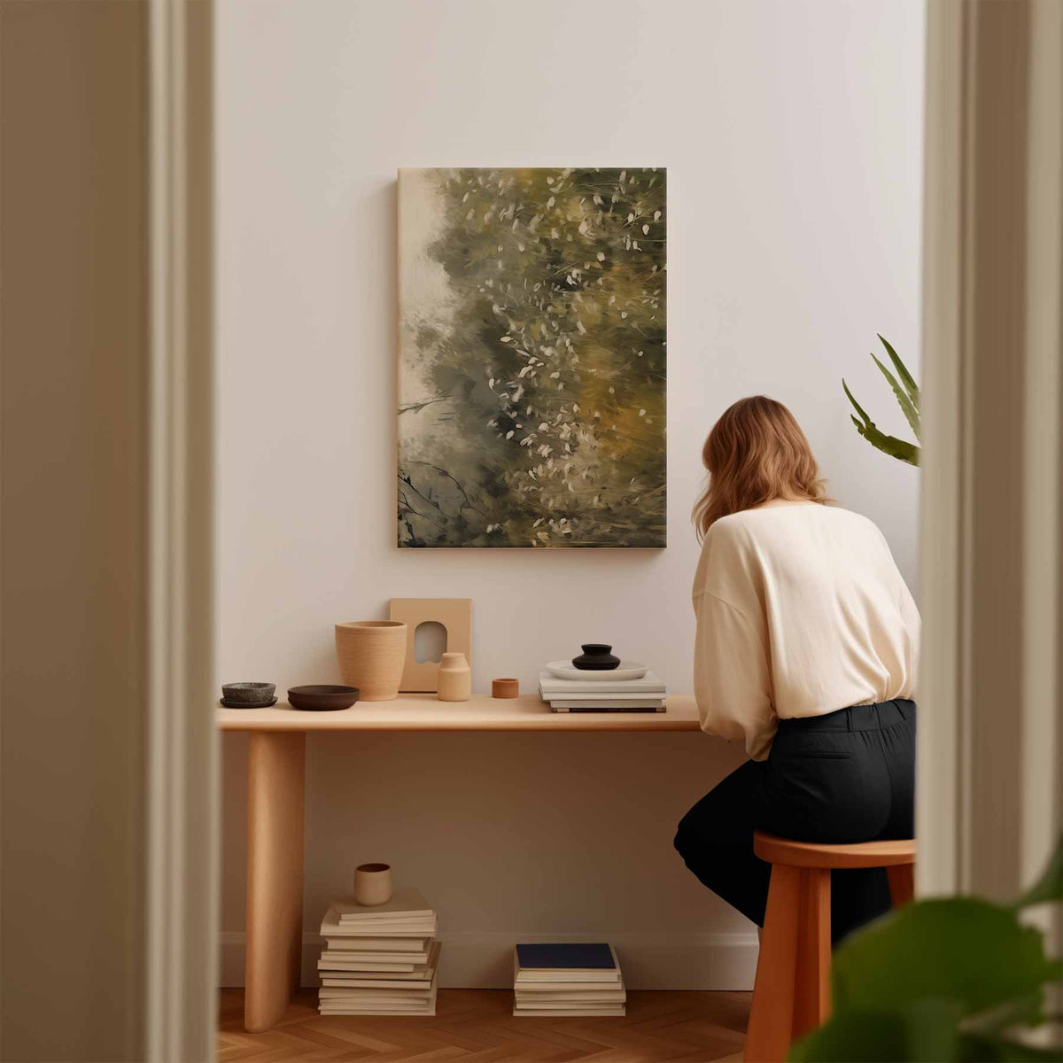 Dromen in Herfstkleuren – modern portret kunstwerk van WallArtistic