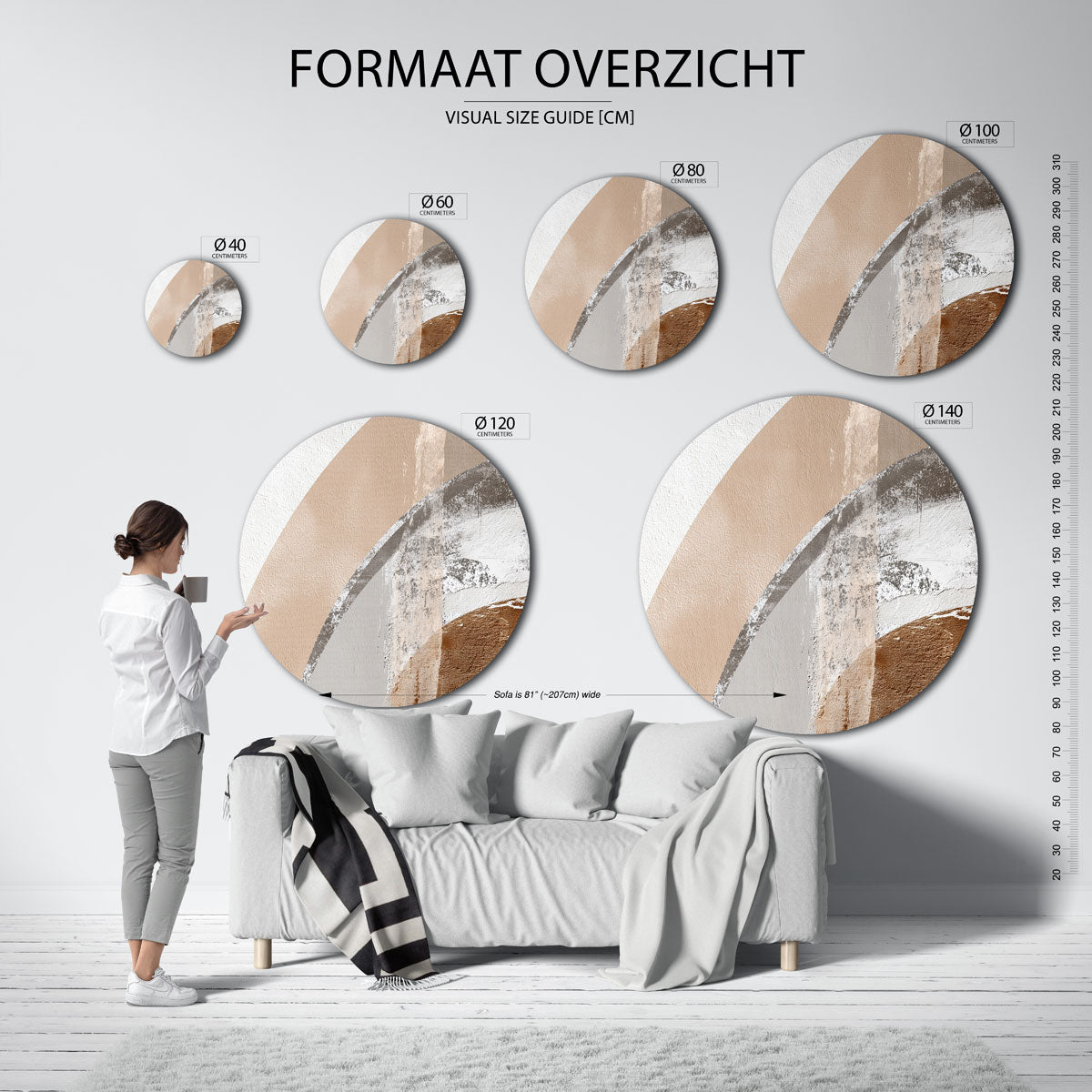 Abstracte vormen – moderne ronde muurdecoratie met abstracte vormen