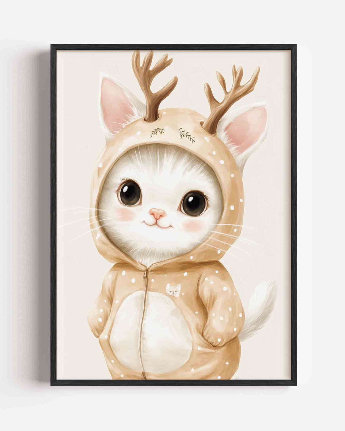 Kat in rendierkostuum – kids portret poster als wanddecoratie