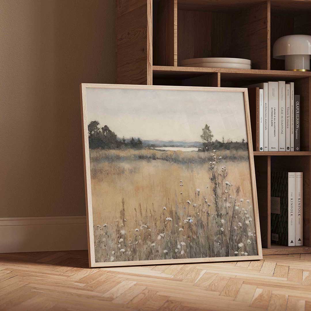 Landschap met bloemen – vintage wandkunst als vierkante poster