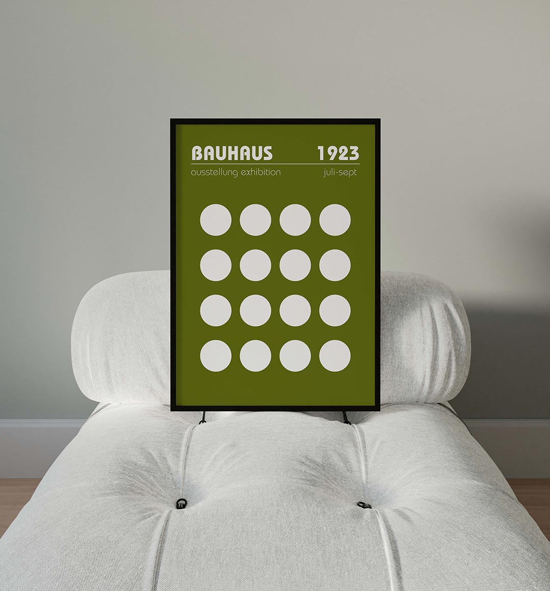 Cirkelritme en kleur – moderne Bauhaus wandkunst als poster