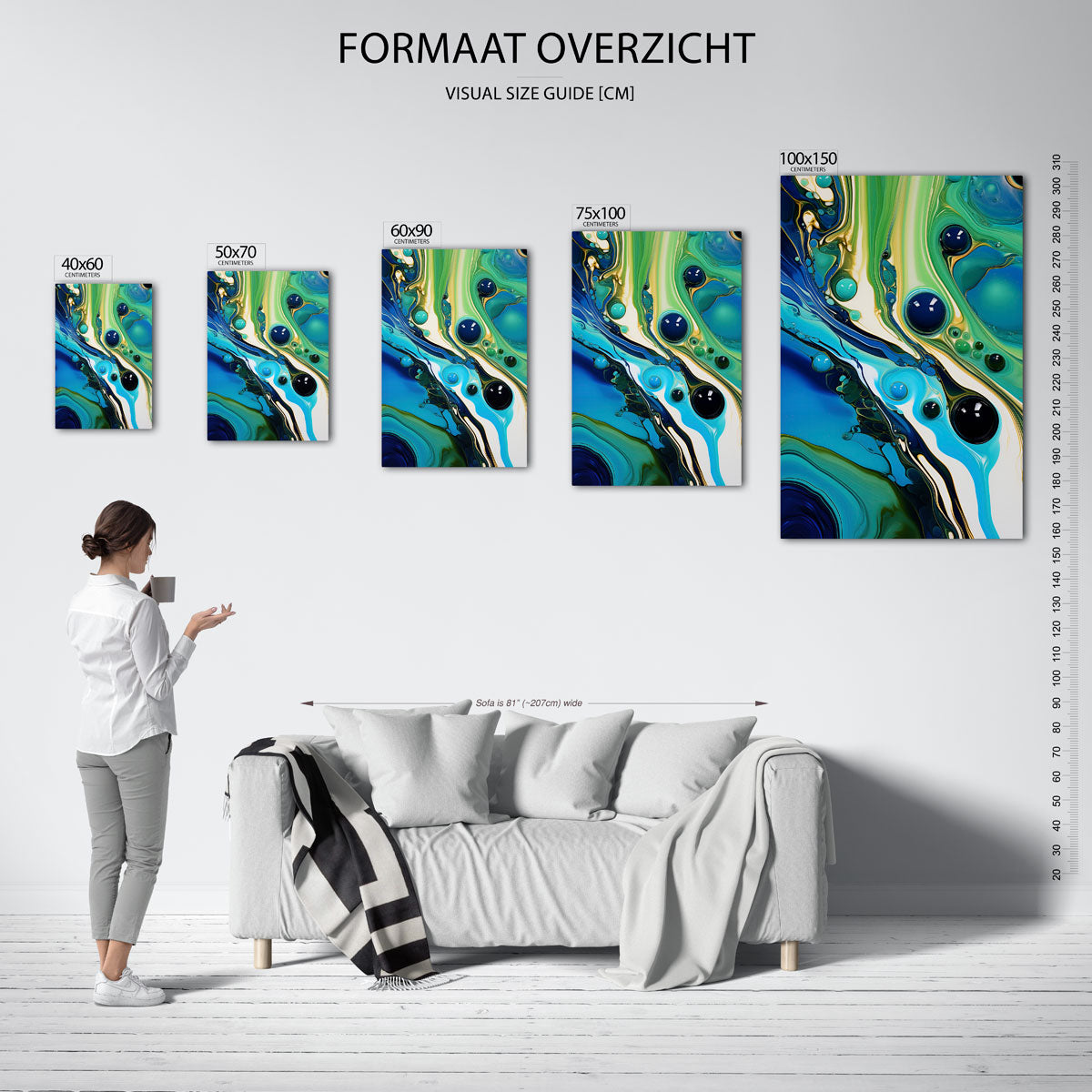 Vloeiende kleurencompositie – Werk – moderne staande wandkunst