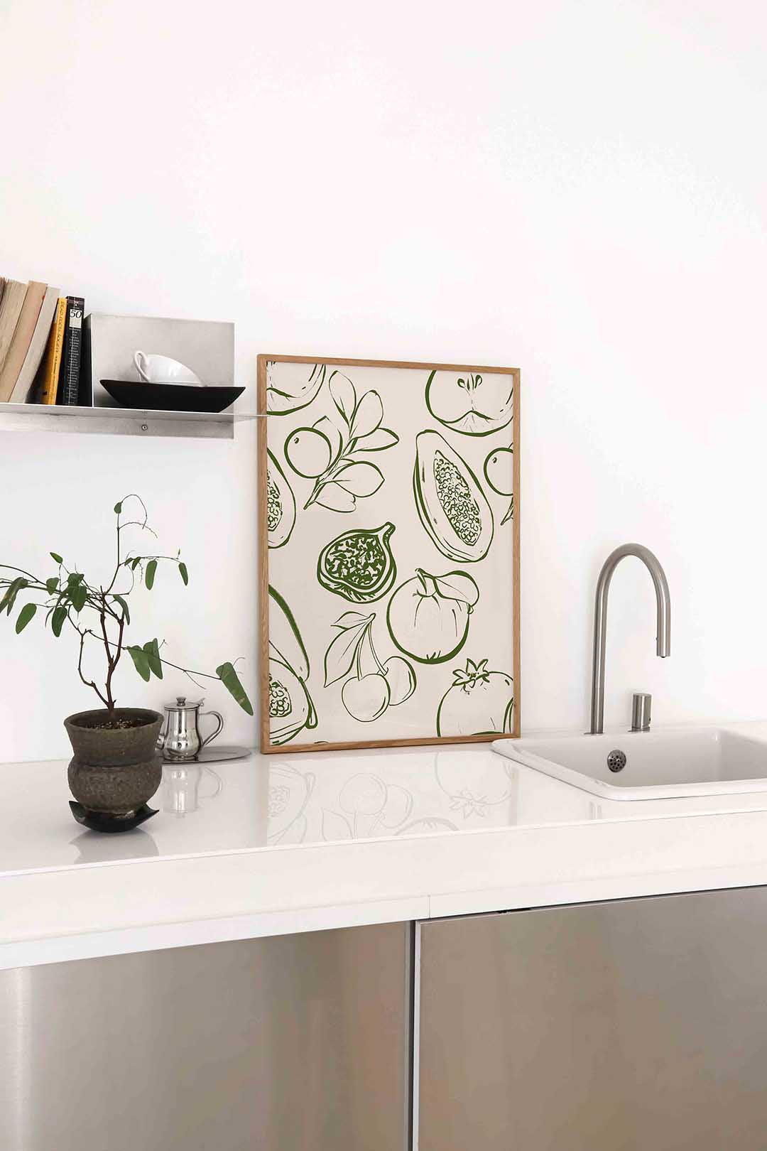Fruit en bladeren – staande keuken wanddecoratie van WallArtistic