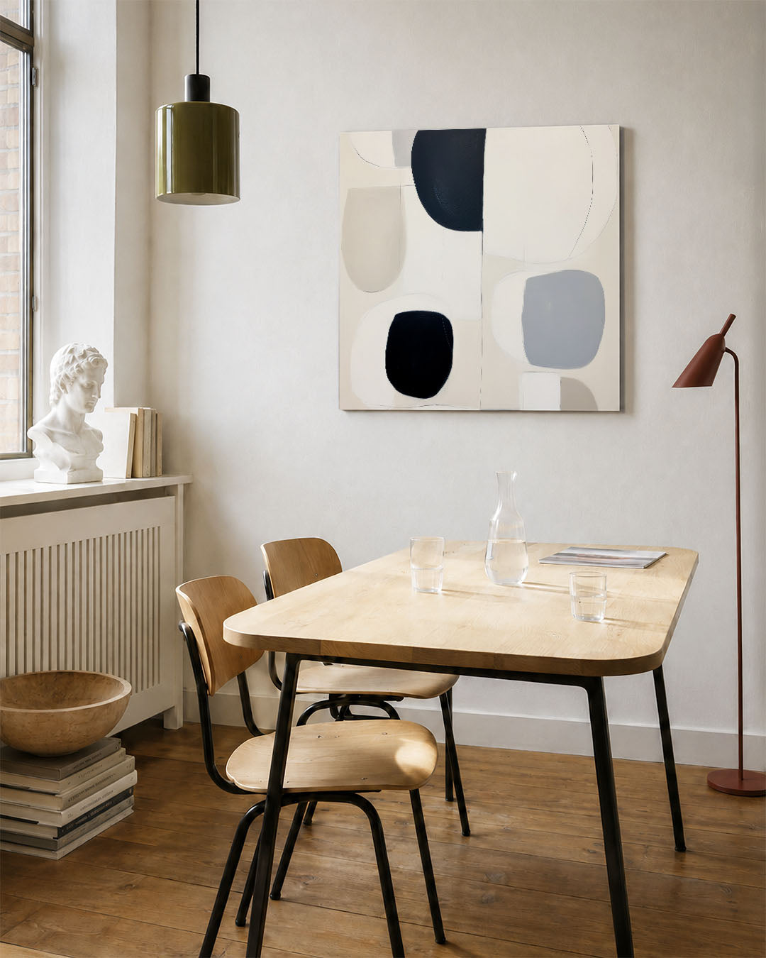 Organische vormen compositie kunstwerk – vierkante wanddecoratie – dit werk toont een verzameling van overlappende organische