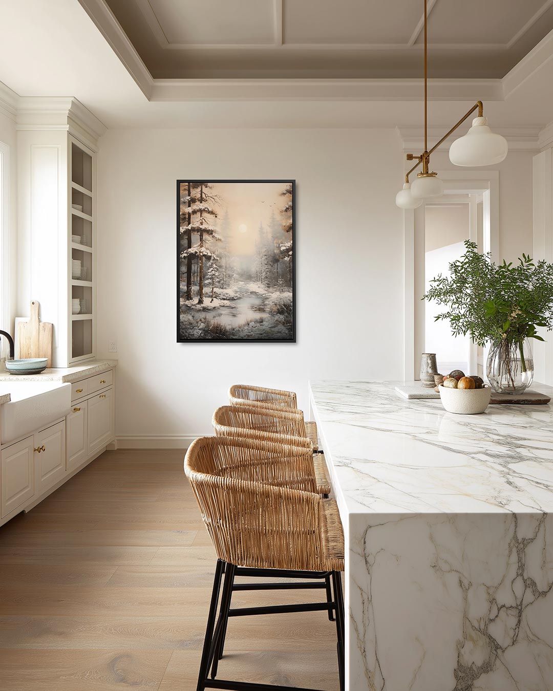 Sereen winterbos – staand wanddecoratie kunstwerk