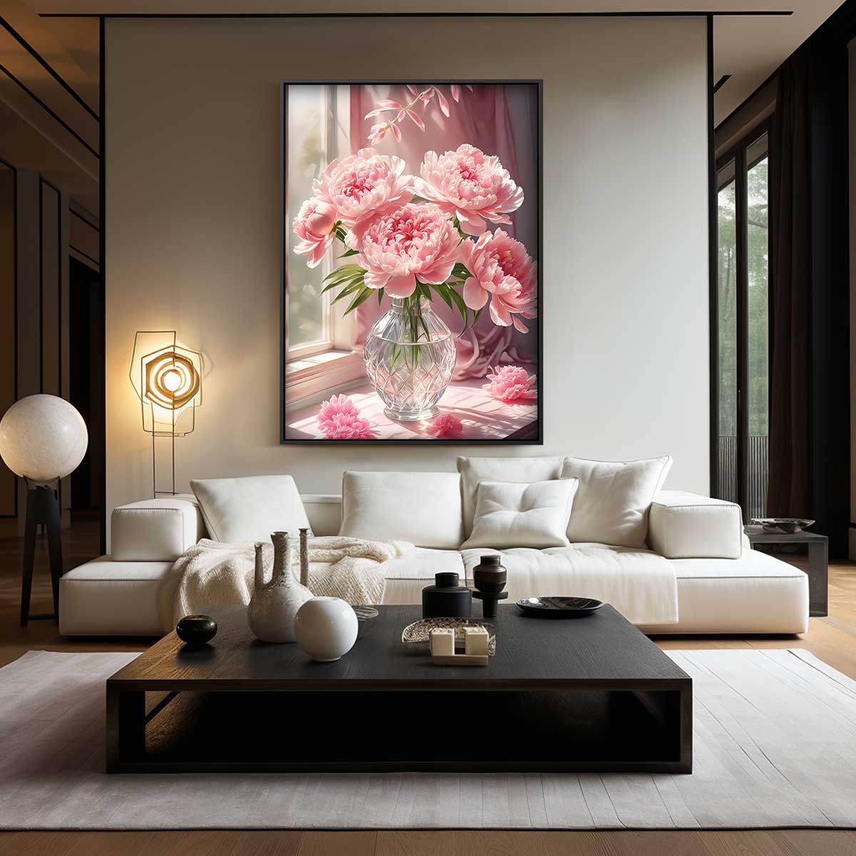 Bloemenpracht in het Raamlicht – dibond wanddecoratie in staand formaat