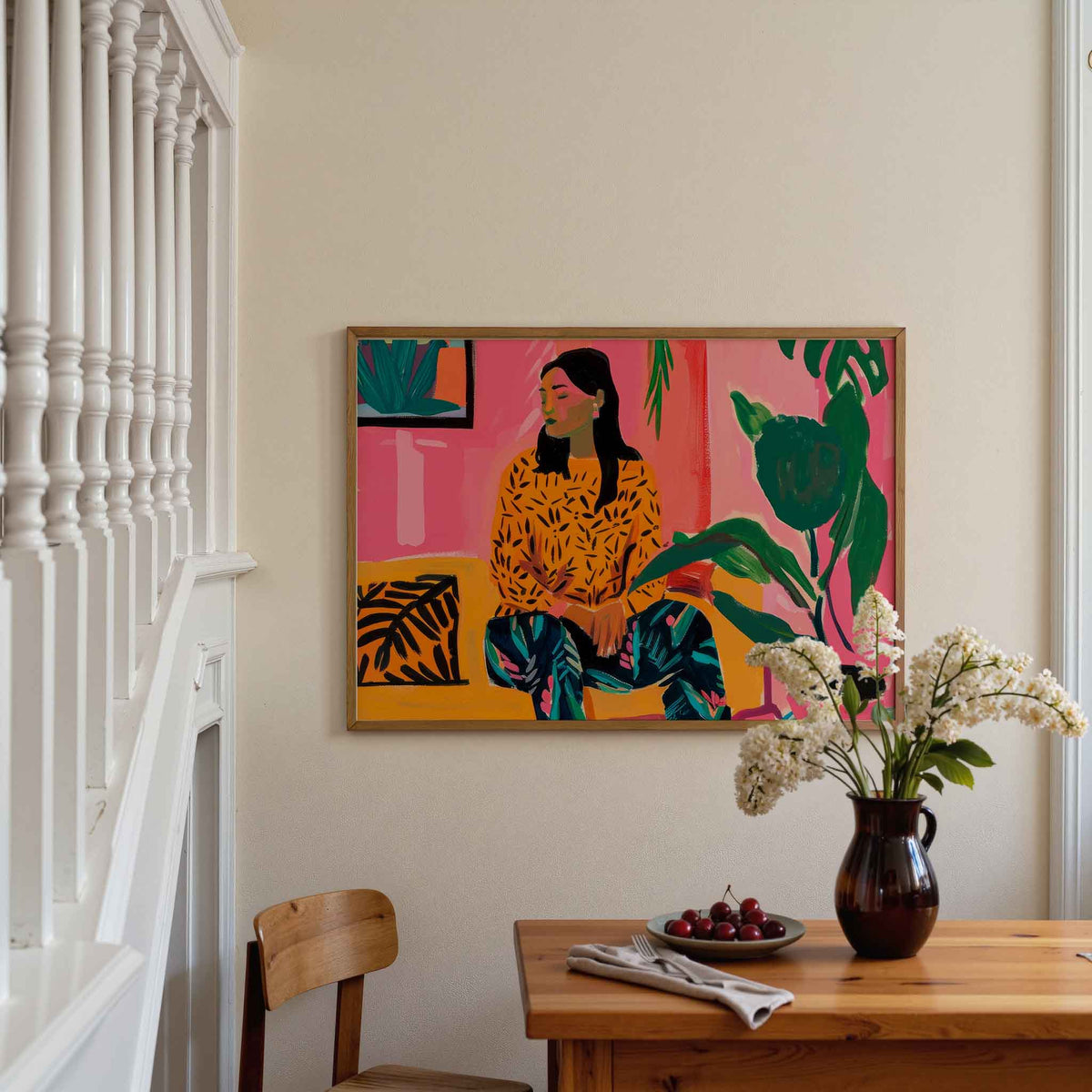 Vrouw met planten – moderne poster in liggend formaat