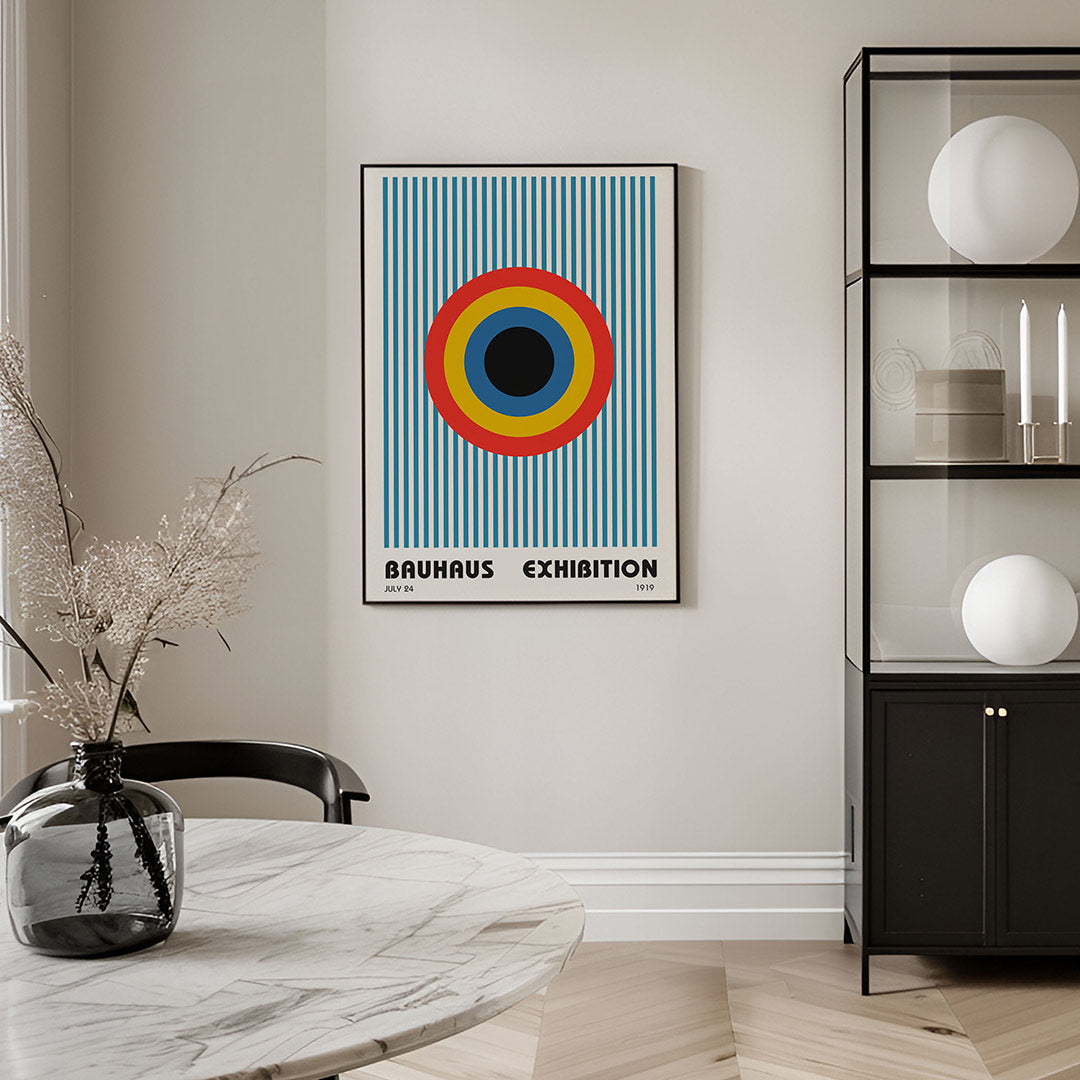 Cirkel en lijnen – geometrische Bauhaus poster in staand formaat