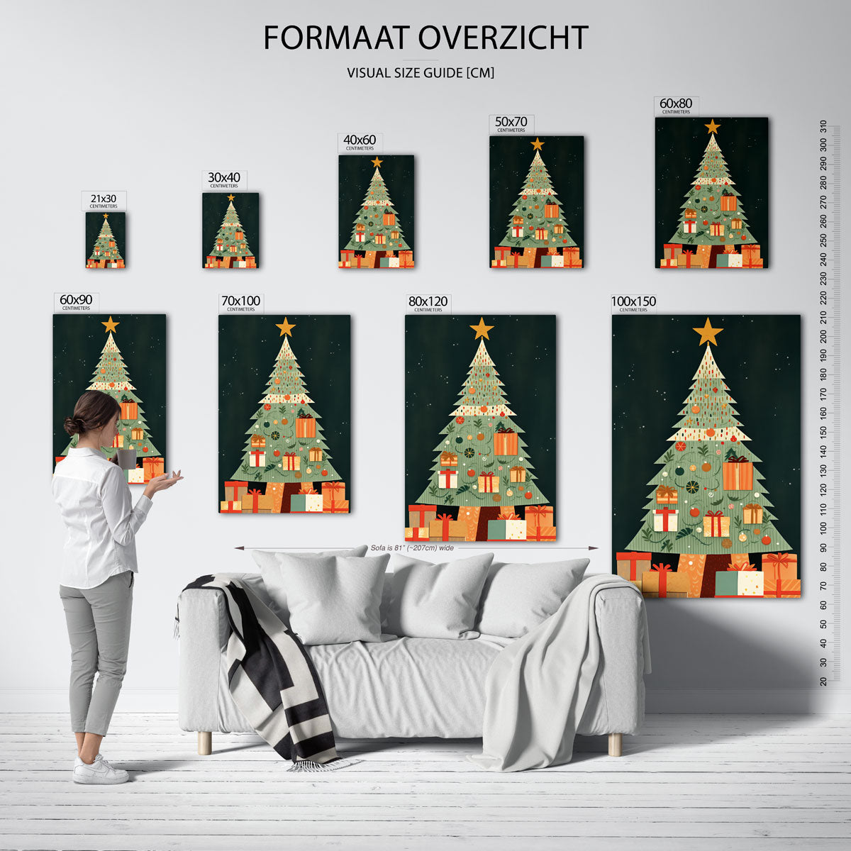 Kerstboom met cadeaus – staande muurposter voor kerst