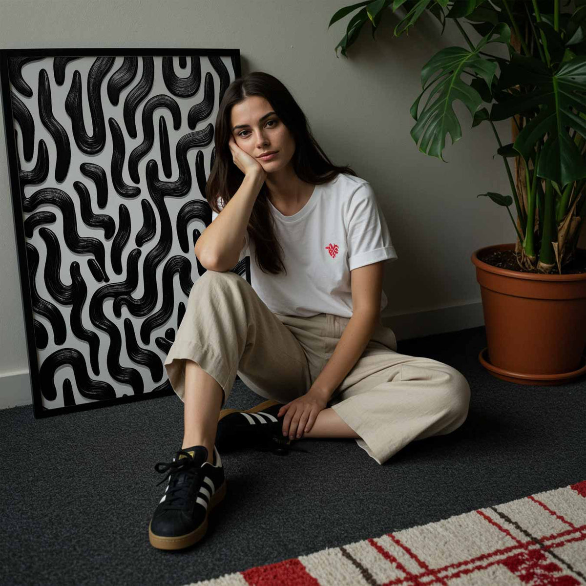 Moderne Zwart-witte Kunstposter – abstracte wandkunst als portret poster