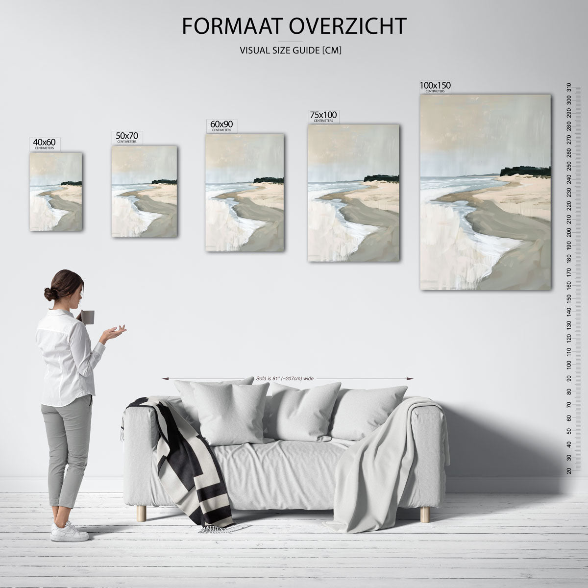 Rustige kustlijn – staand wanddecoratie kunstwerk