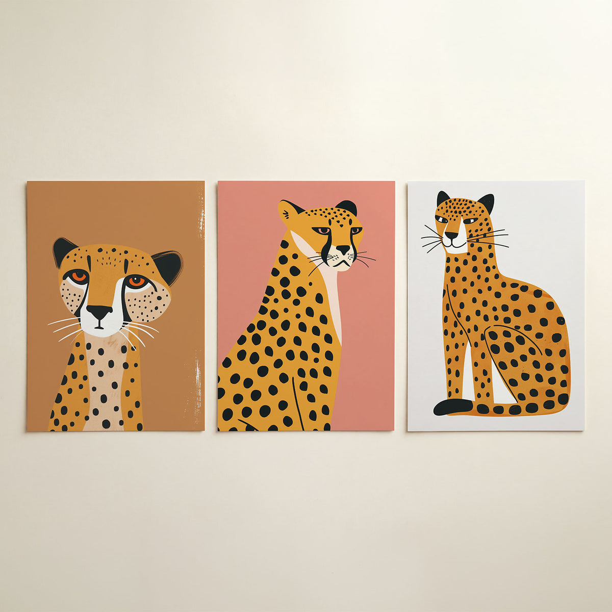 Vorm en vlekken driedelige posterset in interieur