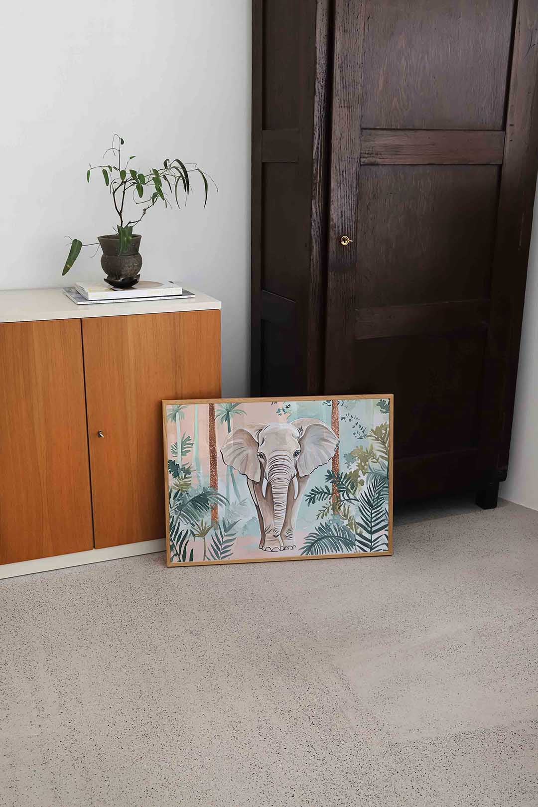 Olifant in jungle – dierenillustratie als landscape poster