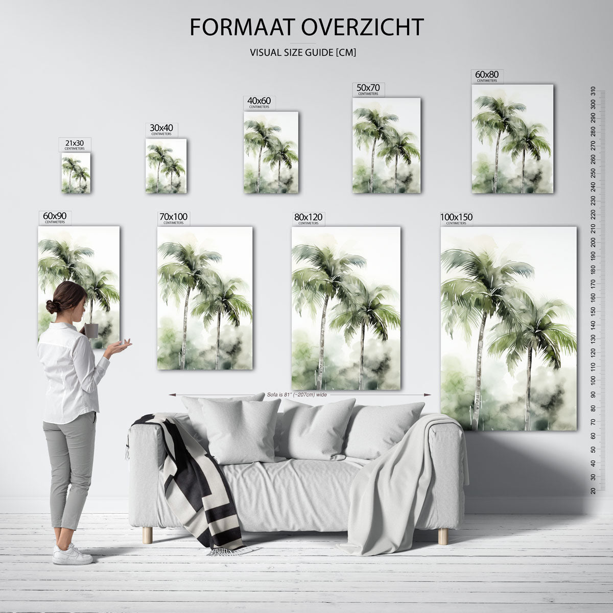 Tropische palmbomen – staande muurposter met jungle thema