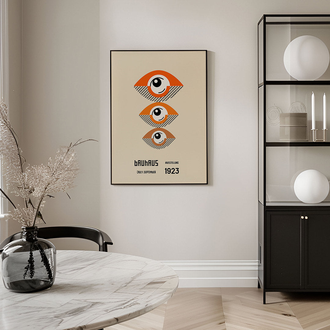 Oogvormen en patronen – geometrische Bauhaus poster in staand formaat