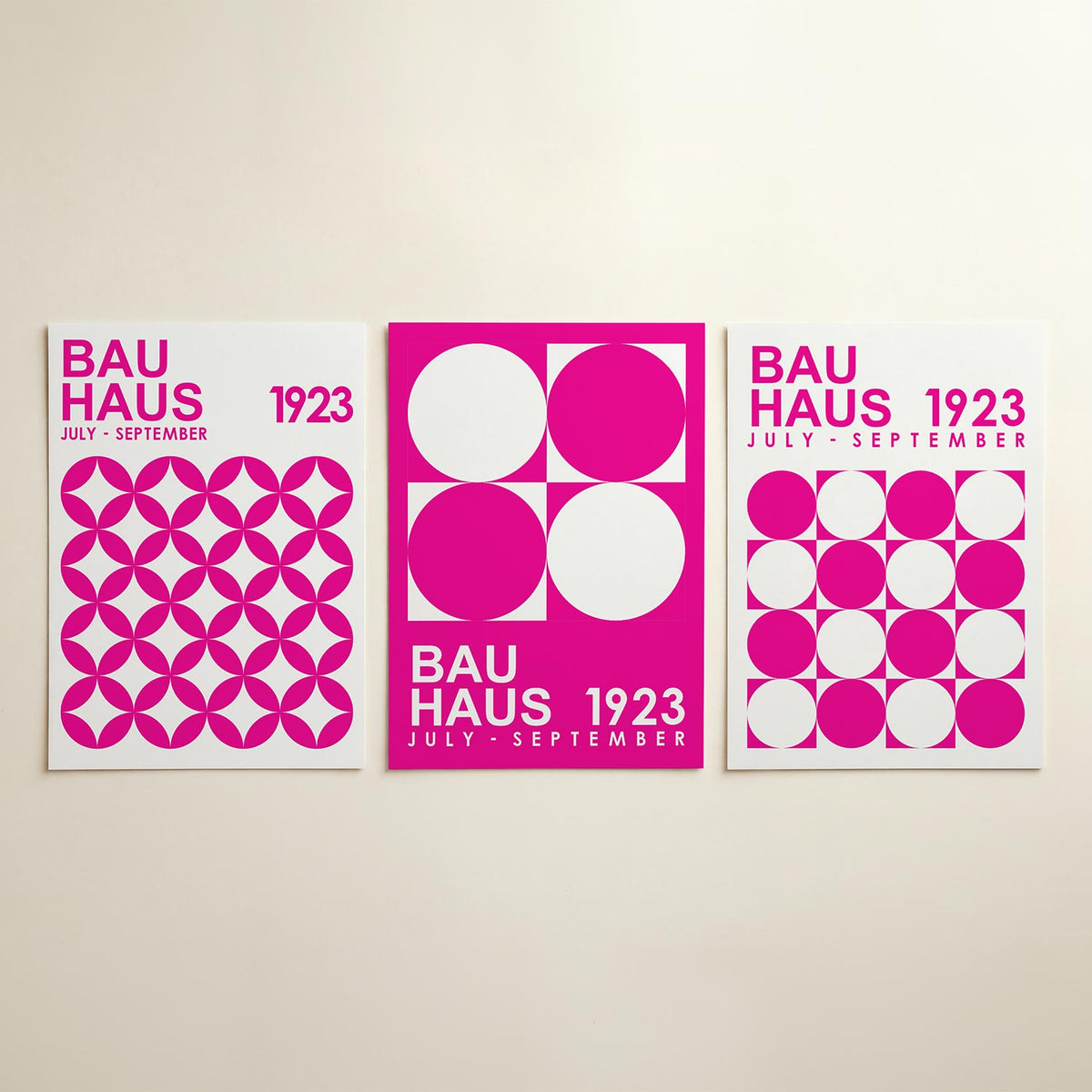 Kleur en ritme driedelige posterset in interieur