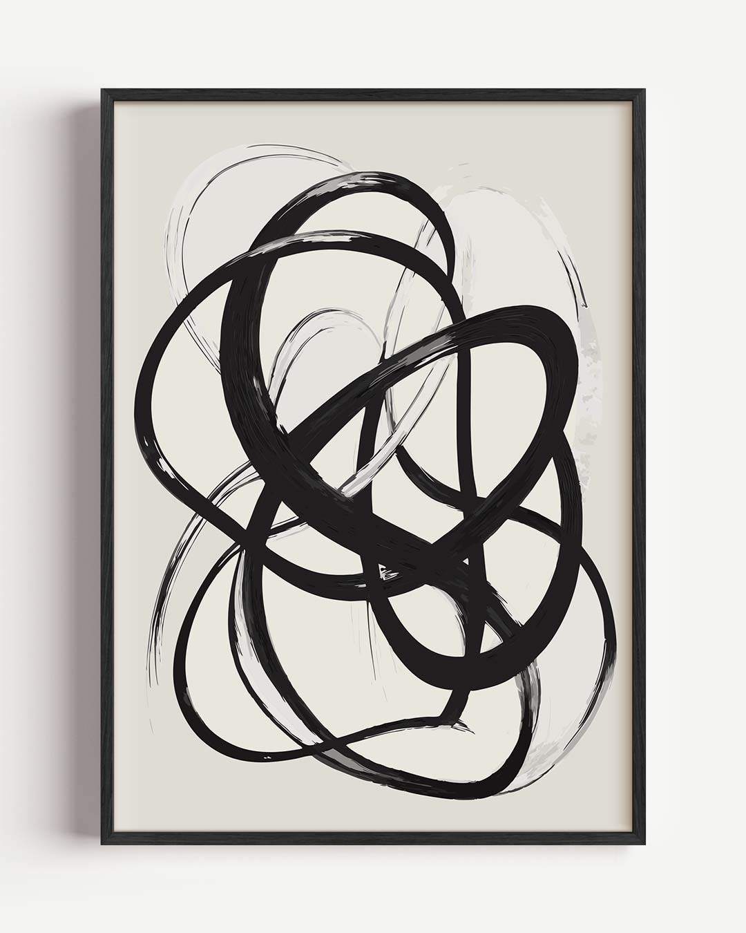 Abstracte Zwart-Witte Kringellijnen – kleurrijke abstracte portret poster als wanddecoratie