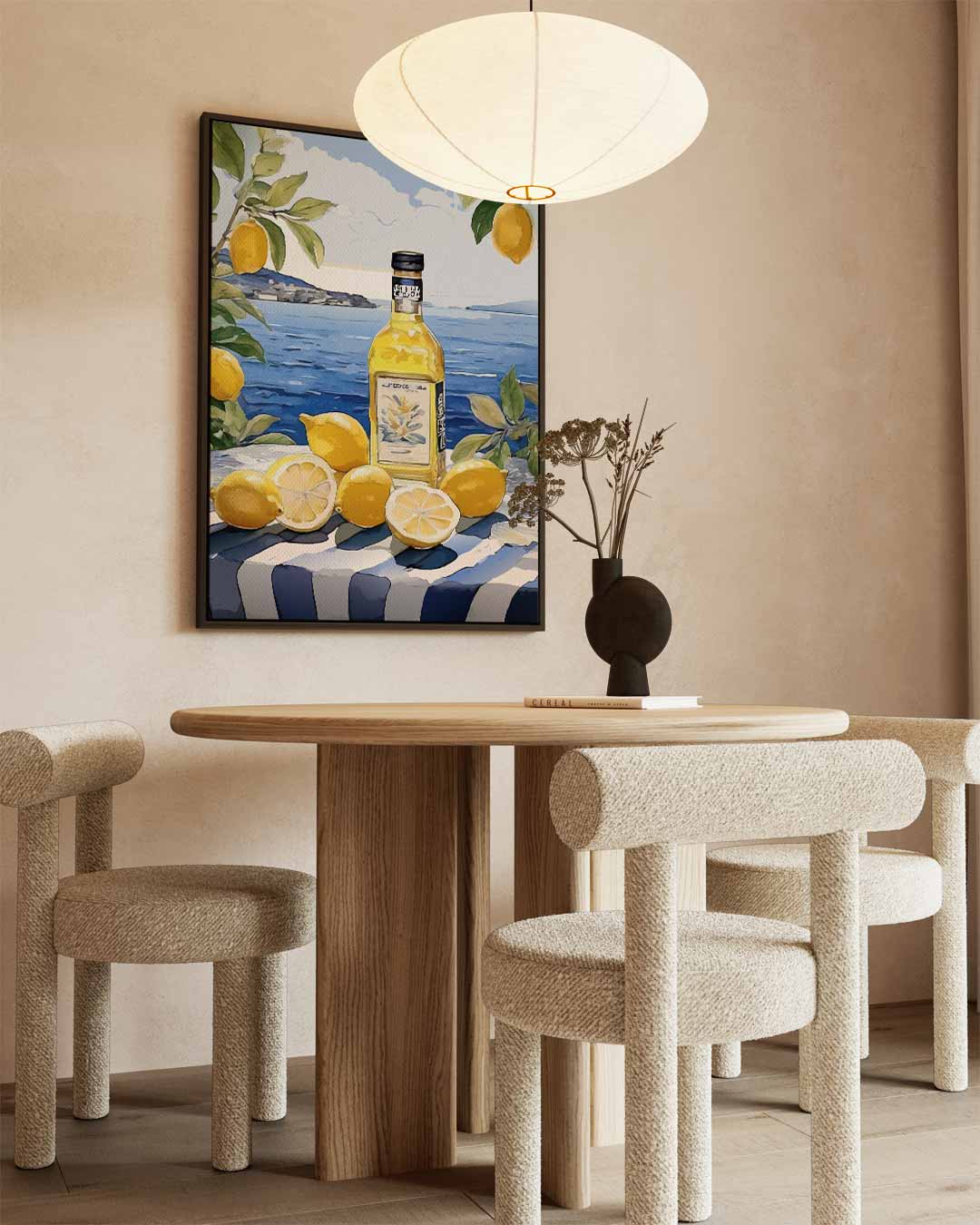 Zonnige Citroen aan Zee – canvas wanddecoratie in portret formaat