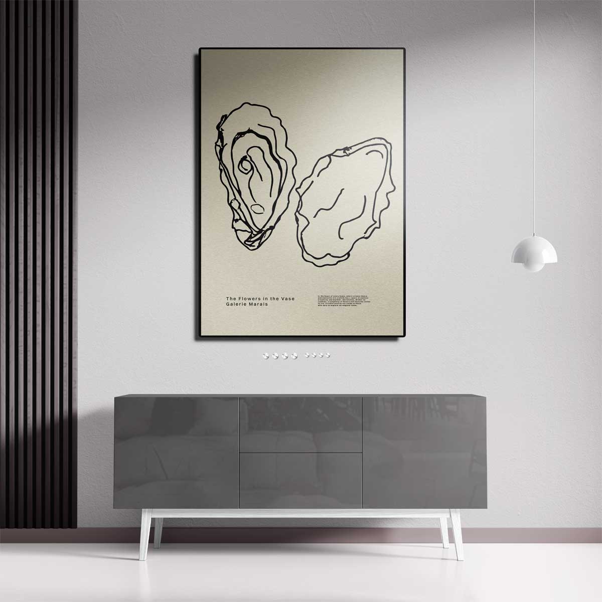 Oesterlijnenschets – staande wandkunst voor woonkamer of interieur