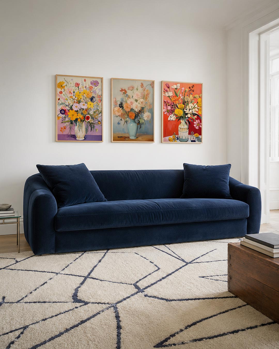 Bloemrijke kleurenpracht driedelige posterset – deze driedelige postercombinatie toont een levendige
