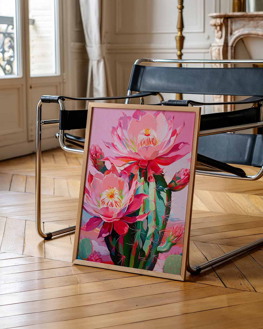 Kleurrijke Cactus Bloemenpracht – staande muurposter voor Pasen